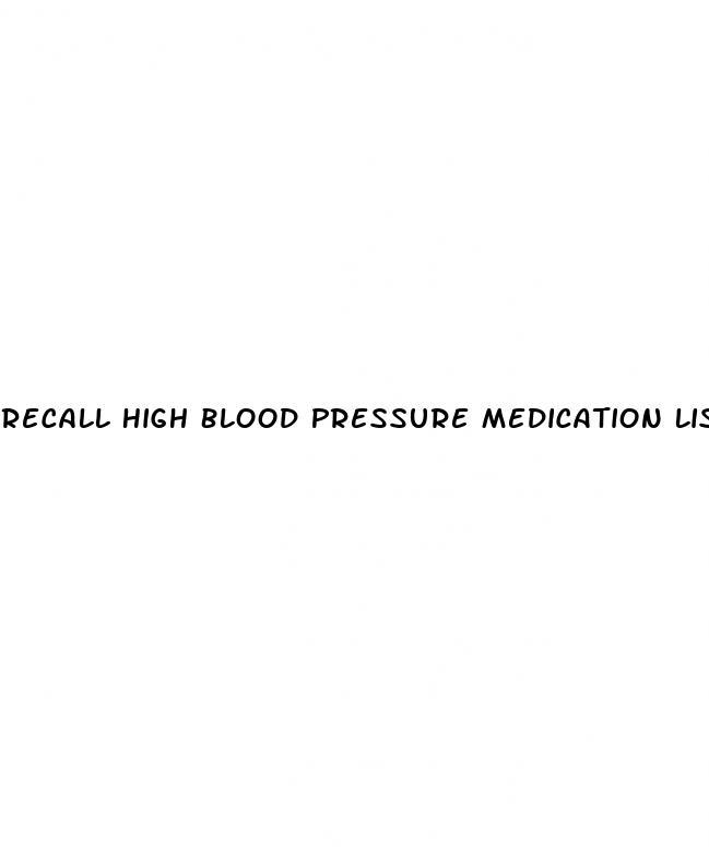 Recall High Blood Pressure Medication List